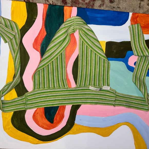 O. Vianca Green Soft Wrap Knit Top - Picture 3 of 6